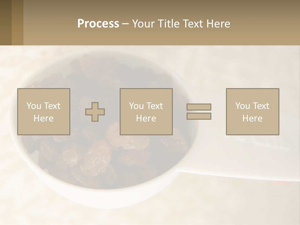 A White Spoon Filled With Raisins On Top Of A Table PowerPoint Template