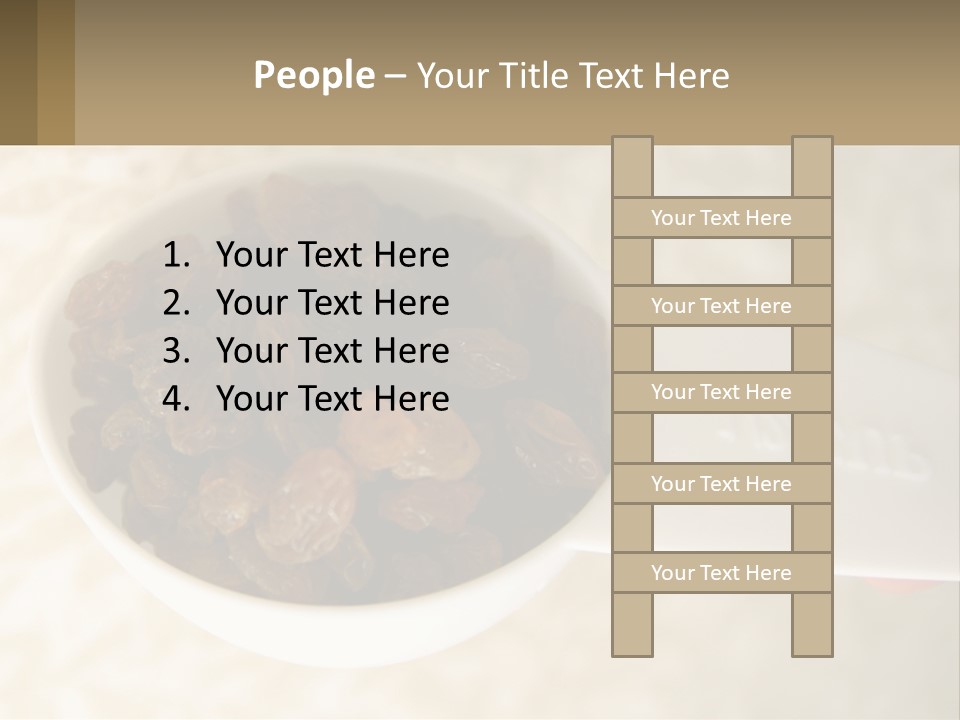 A White Spoon Filled With Raisins On Top Of A Table PowerPoint Template