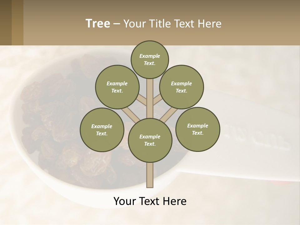 A White Spoon Filled With Raisins On Top Of A Table PowerPoint Template
