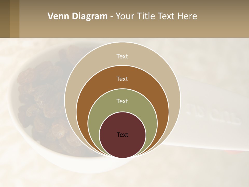 A White Spoon Filled With Raisins On Top Of A Table PowerPoint Template