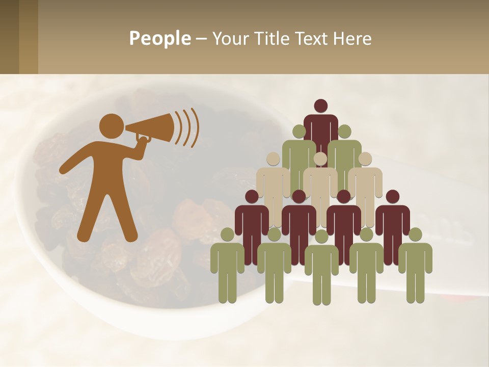 A White Spoon Filled With Raisins On Top Of A Table PowerPoint Template