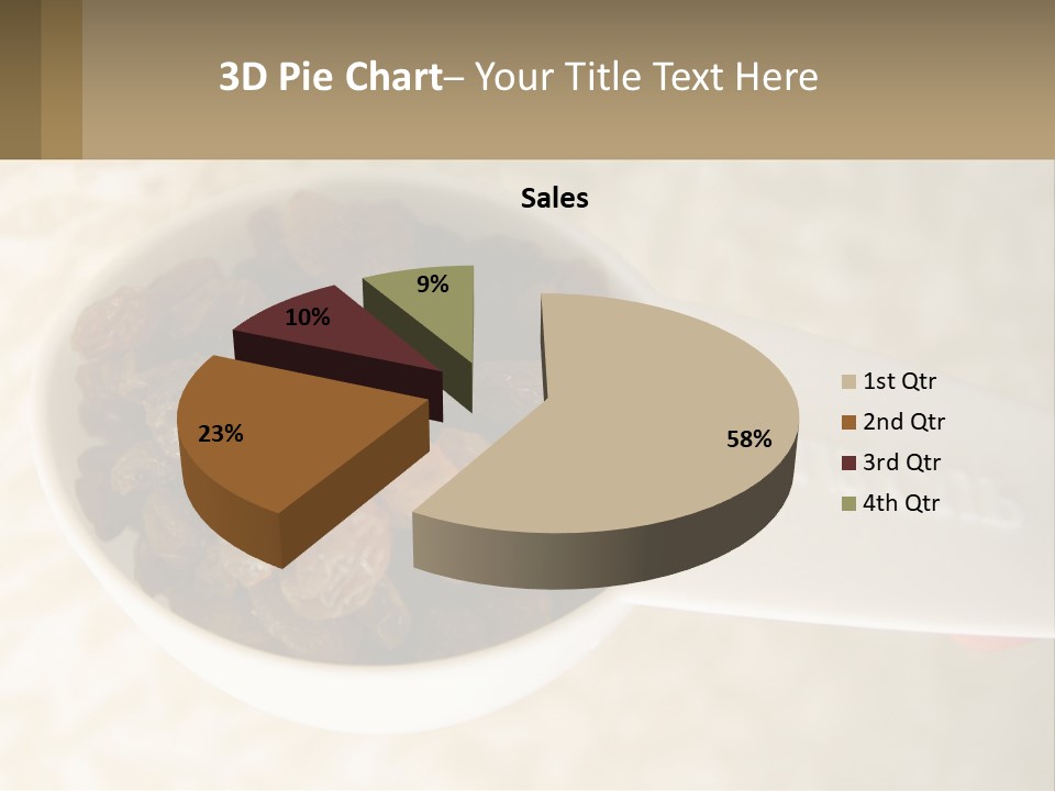 A White Spoon Filled With Raisins On Top Of A Table PowerPoint Template