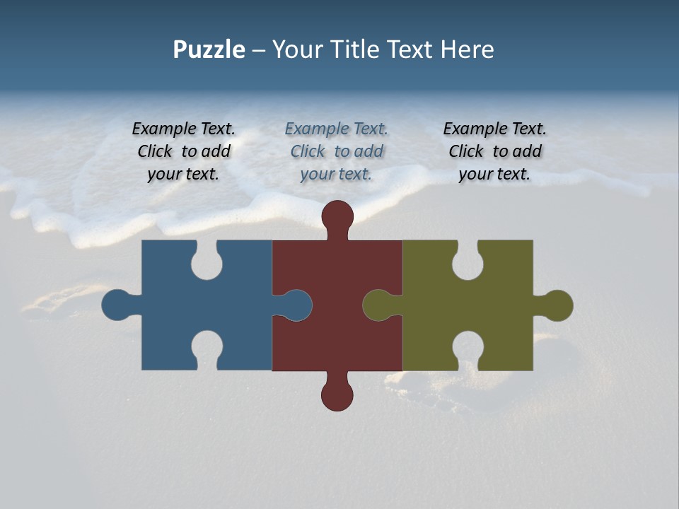 Footprints In The Sand On A Beach With Waves PowerPoint Template