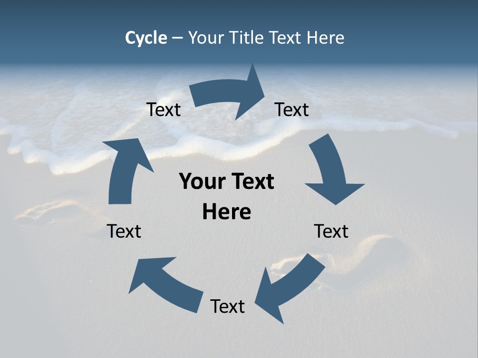 Footprints In The Sand On A Beach With Waves PowerPoint Template