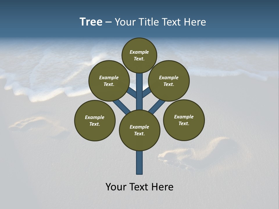 Footprints In The Sand On A Beach With Waves PowerPoint Template