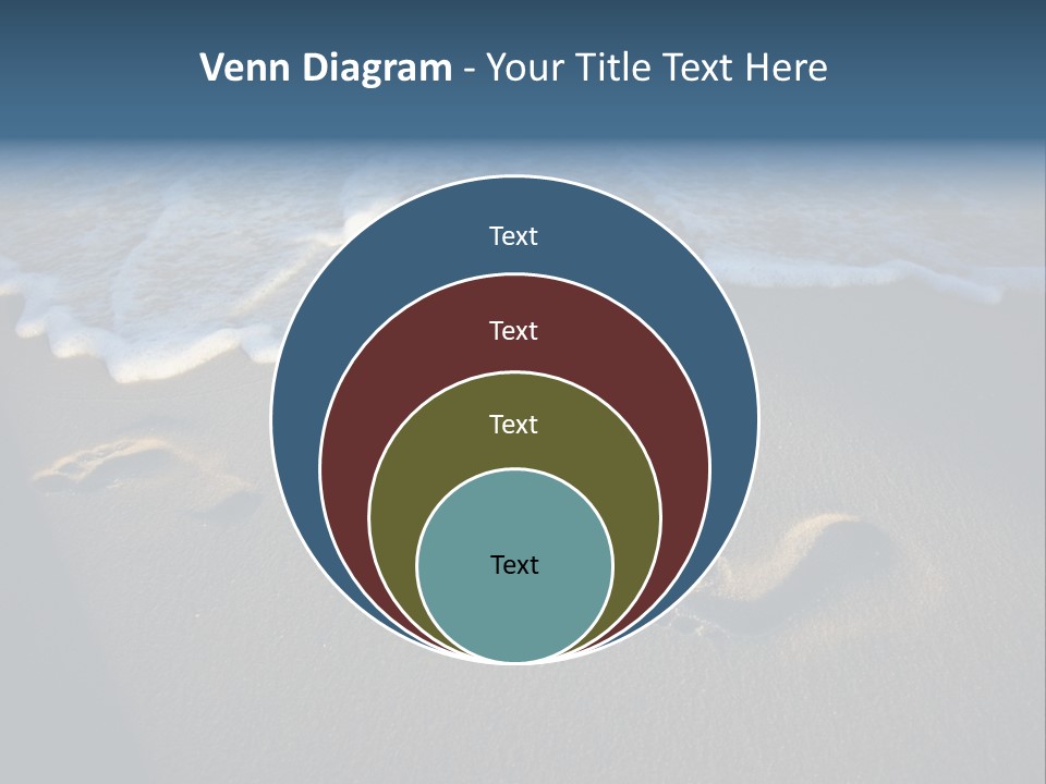Footprints In The Sand On A Beach With Waves PowerPoint Template