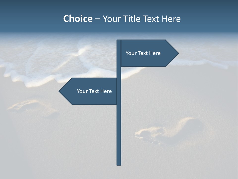 Footprints In The Sand On A Beach With Waves PowerPoint Template