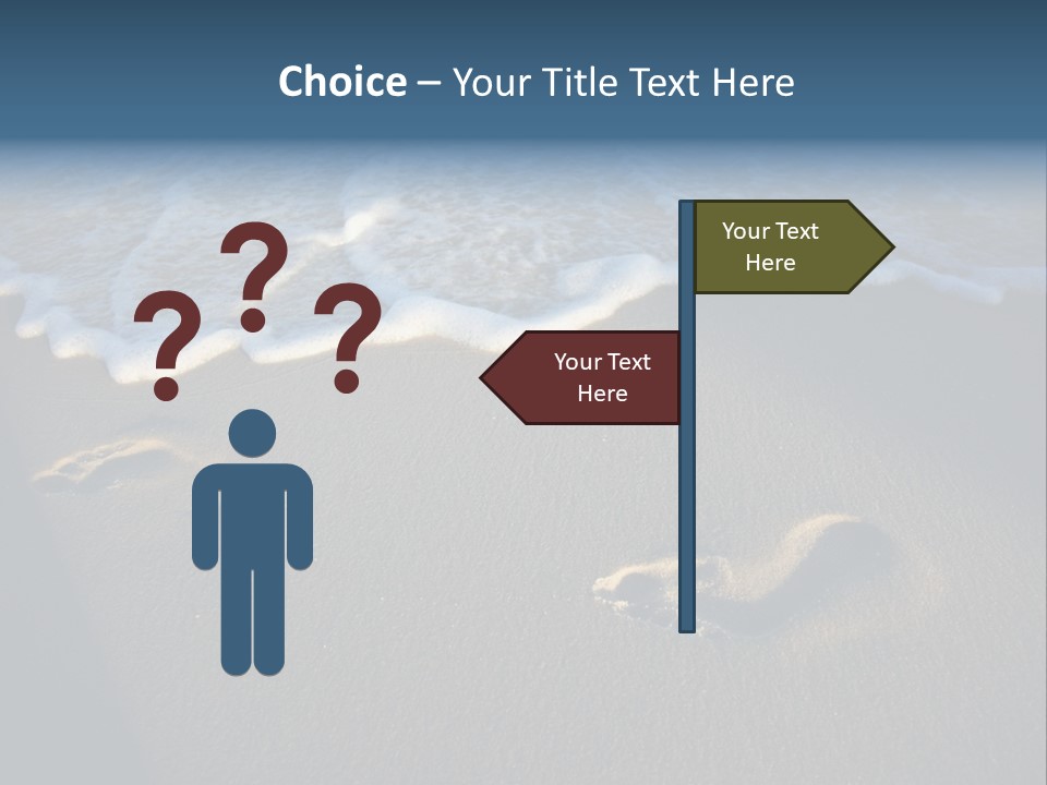 Footprints In The Sand On A Beach With Waves PowerPoint Template