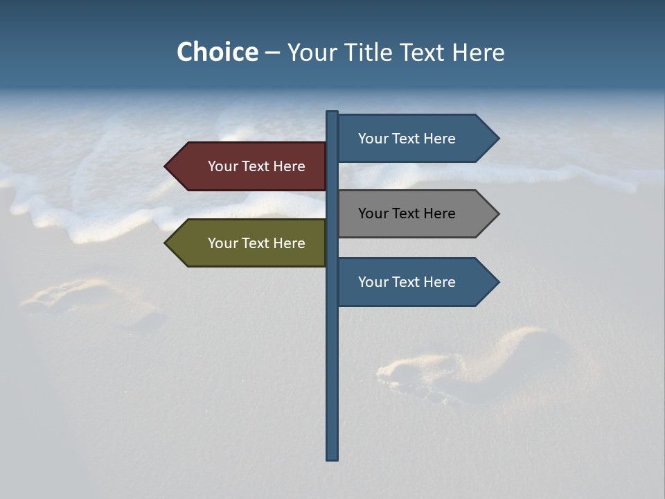 Footprints In The Sand On A Beach With Waves PowerPoint Template