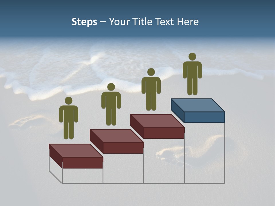 Footprints In The Sand On A Beach With Waves PowerPoint Template