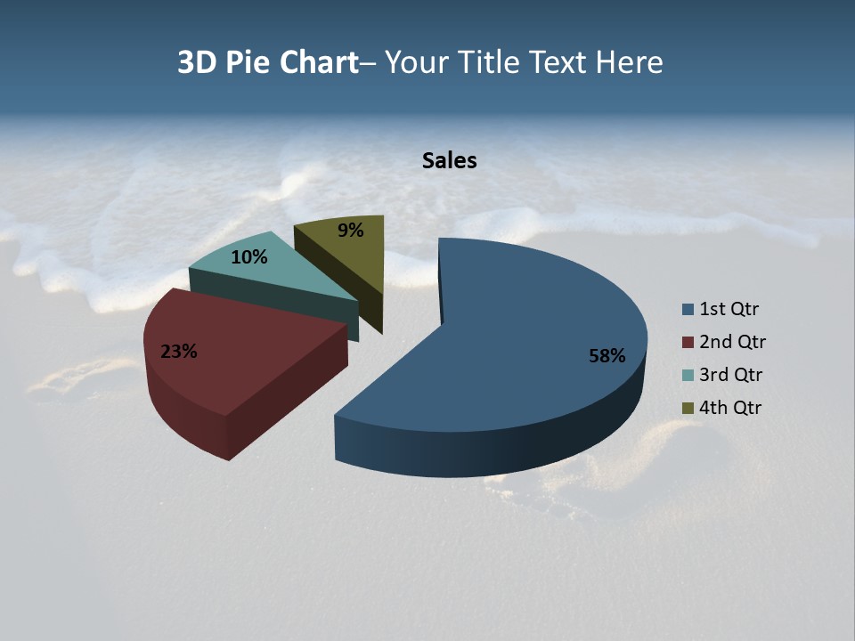Footprints In The Sand On A Beach With Waves PowerPoint Template