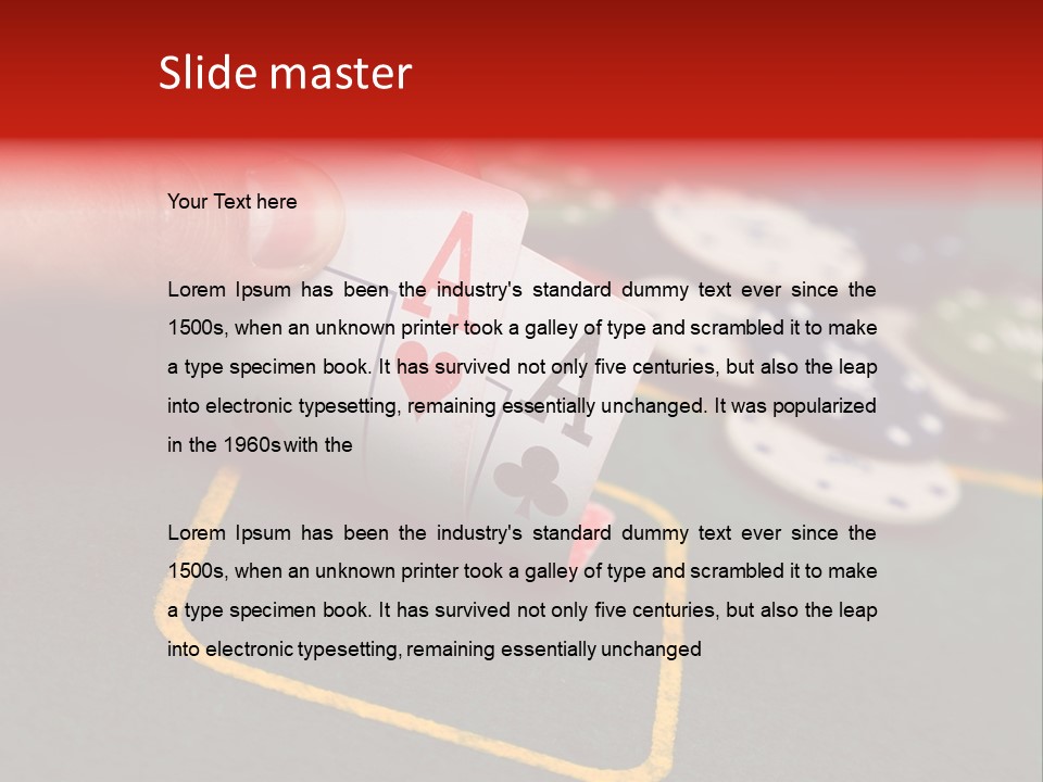 A Hand Holding A Playing Card Over A Casino Table PowerPoint Template