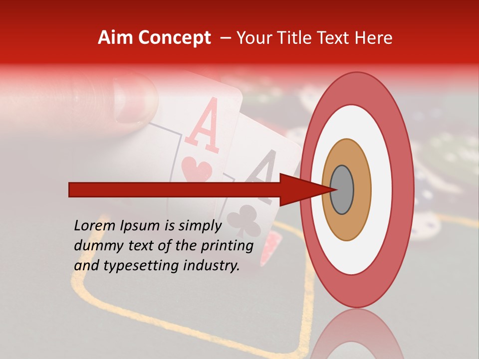 A Hand Holding A Playing Card Over A Casino Table PowerPoint Template