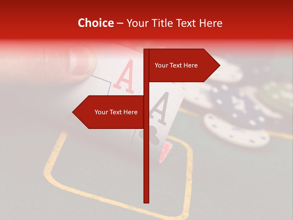 A Hand Holding A Playing Card Over A Casino Table PowerPoint Template