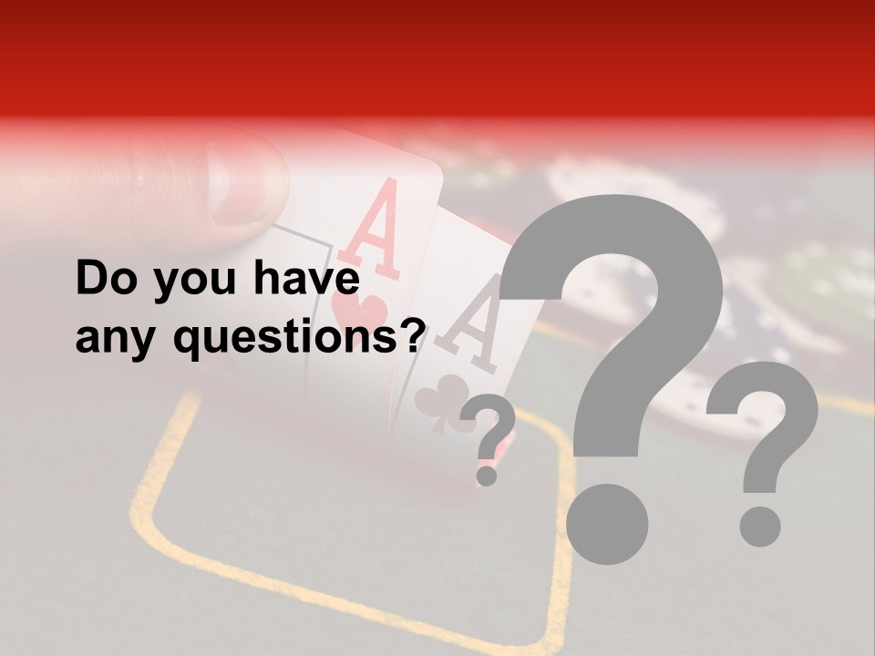 A Hand Holding A Playing Card Over A Casino Table PowerPoint Template