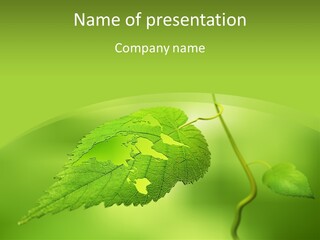 A Green Leaf On A Green Background PowerPoint Template