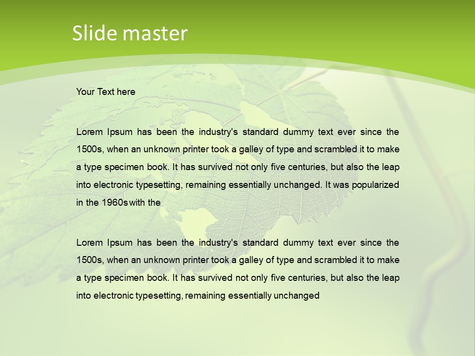 A Green Leaf On A Green Background PowerPoint Template