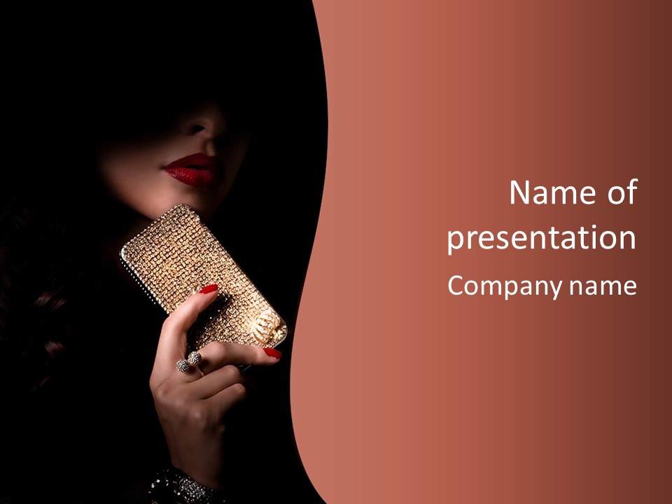 A Woman Holding A Cell Phone In Her Hand PowerPoint Template