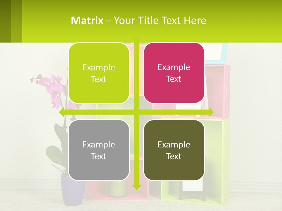 A Colorful Shelf With Flowers And A Vase On Top Of It PowerPoint Template