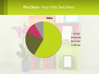 A Colorful Shelf With Flowers And A Vase On Top Of It PowerPoint Template