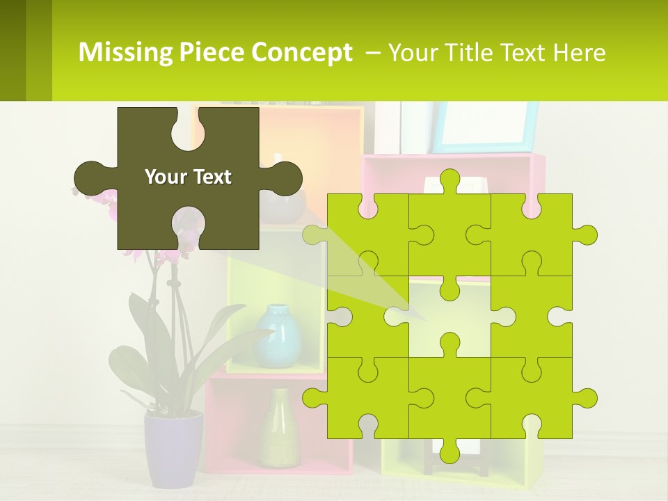 A Colorful Shelf With Flowers And A Vase On Top Of It PowerPoint Template