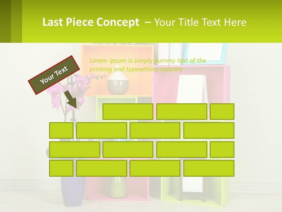 A Colorful Shelf With Flowers And A Vase On Top Of It PowerPoint Template