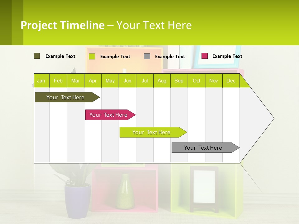 A Colorful Shelf With Flowers And A Vase On Top Of It PowerPoint Template