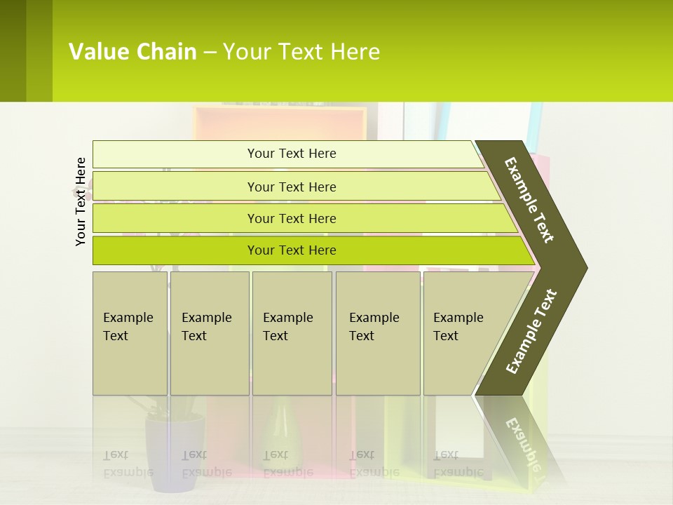 A Colorful Shelf With Flowers And A Vase On Top Of It PowerPoint Template