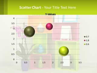 A Colorful Shelf With Flowers And A Vase On Top Of It PowerPoint Template