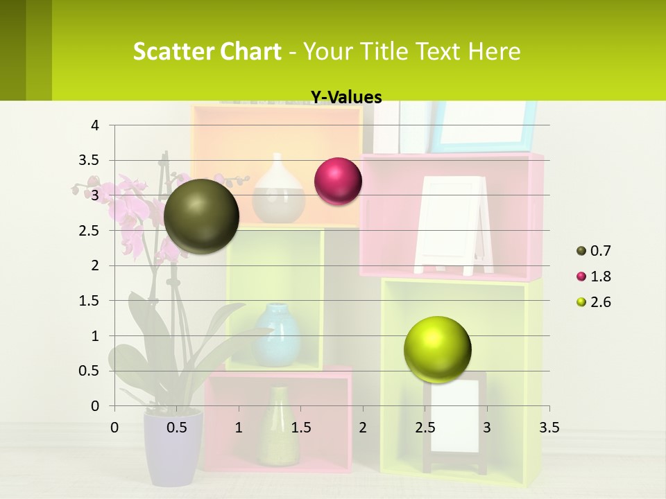 A Colorful Shelf With Flowers And A Vase On Top Of It PowerPoint Template