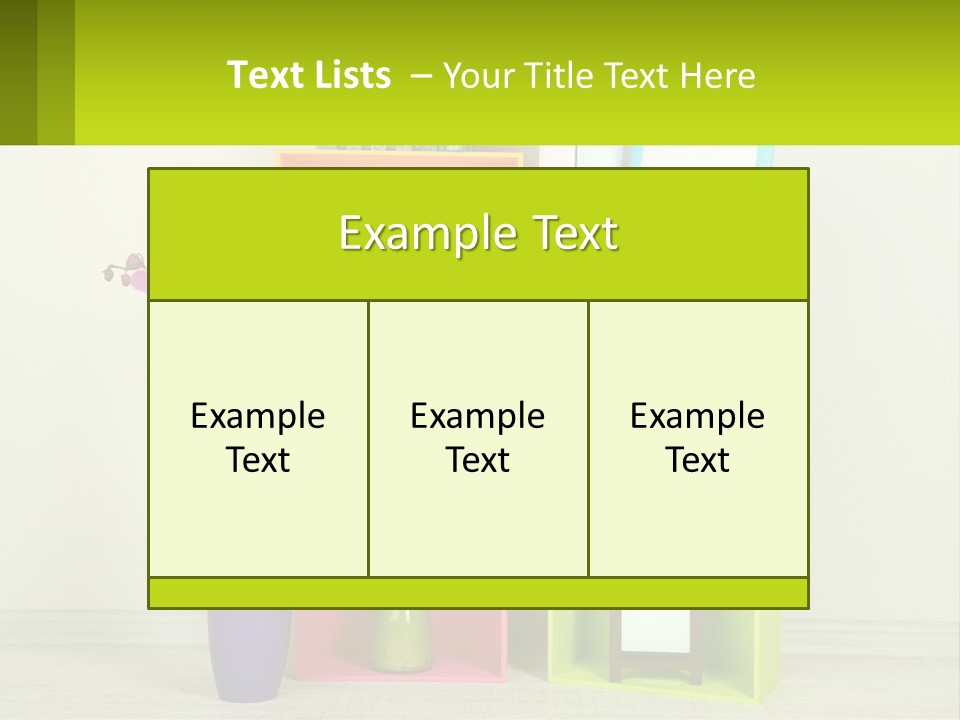 A Colorful Shelf With Flowers And A Vase On Top Of It PowerPoint Template