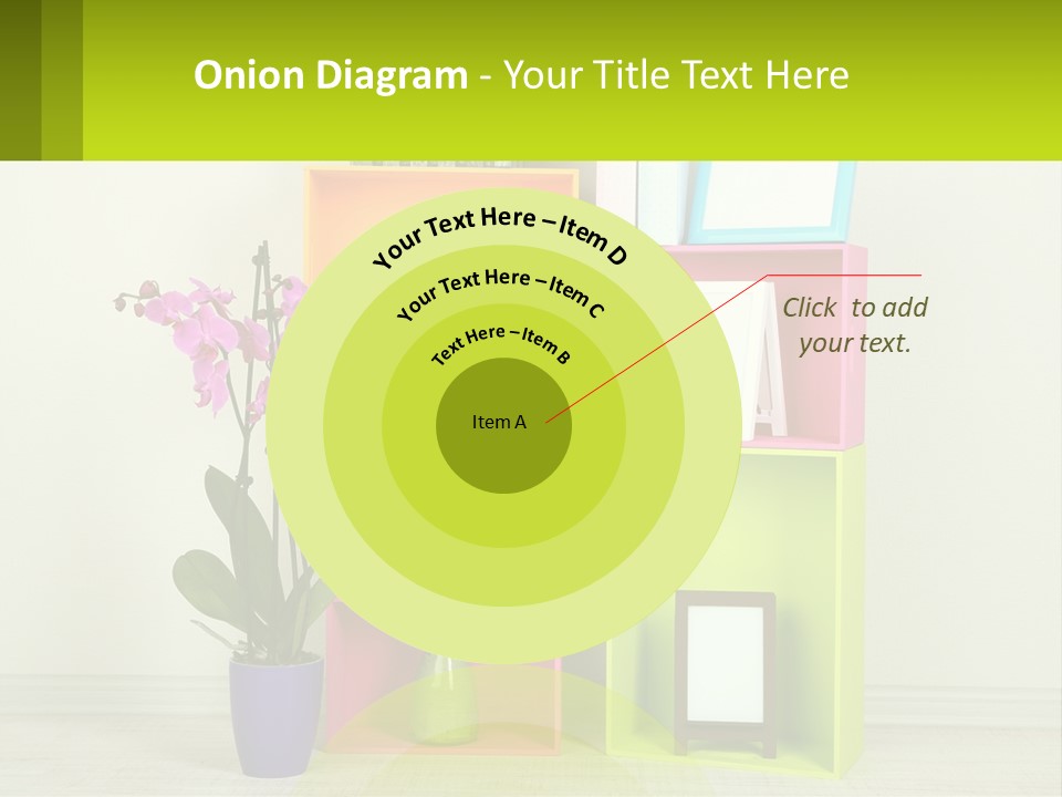 A Colorful Shelf With Flowers And A Vase On Top Of It PowerPoint Template