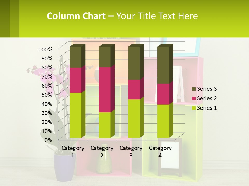 A Colorful Shelf With Flowers And A Vase On Top Of It PowerPoint Template
