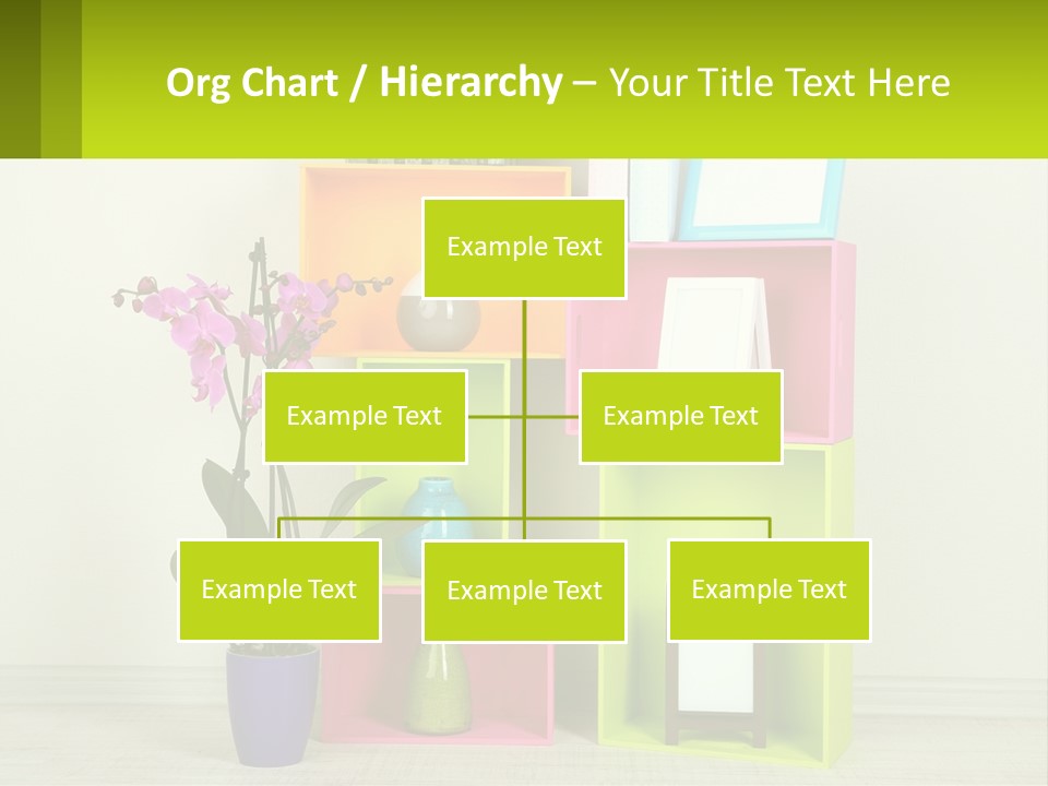A Colorful Shelf With Flowers And A Vase On Top Of It PowerPoint Template