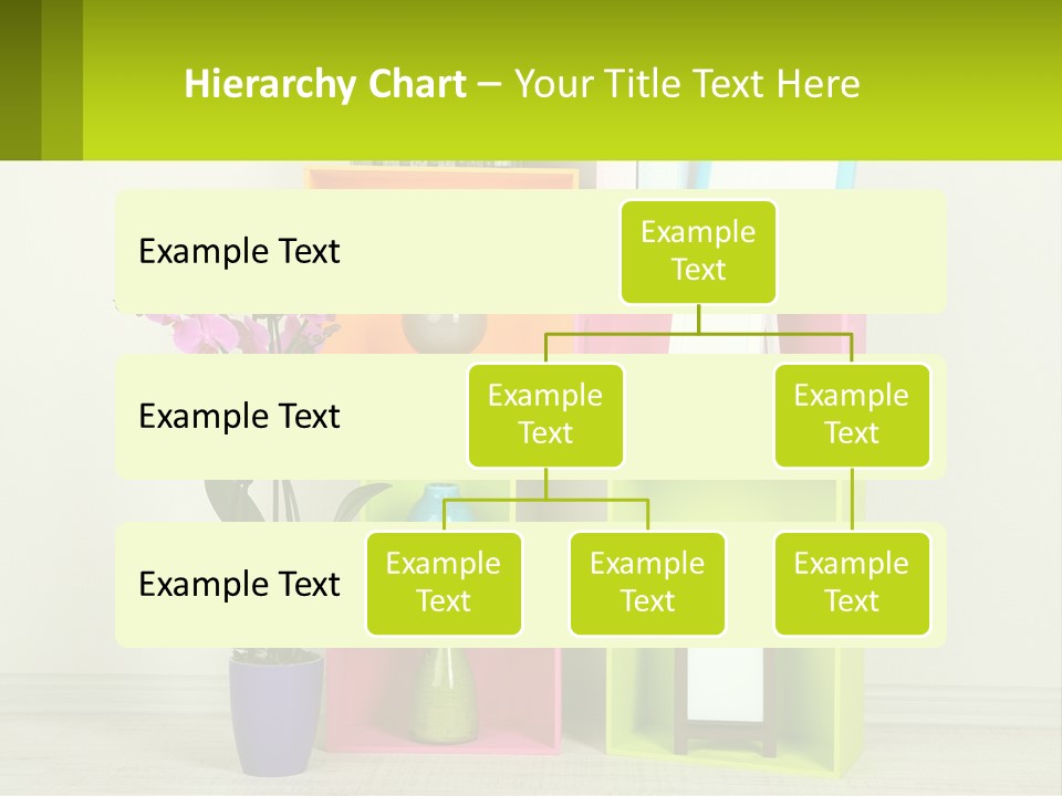 A Colorful Shelf With Flowers And A Vase On Top Of It PowerPoint Template