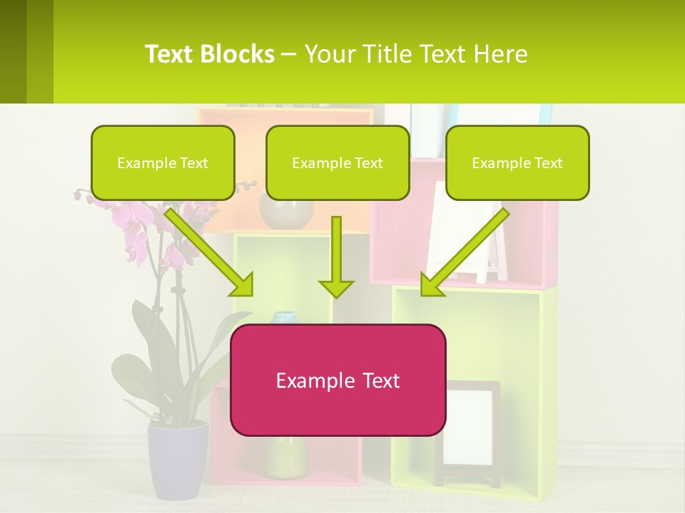 A Colorful Shelf With Flowers And A Vase On Top Of It PowerPoint Template