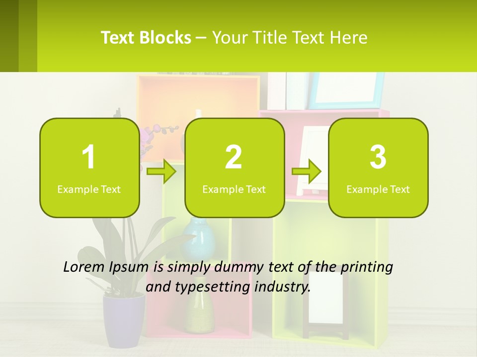 A Colorful Shelf With Flowers And A Vase On Top Of It PowerPoint Template