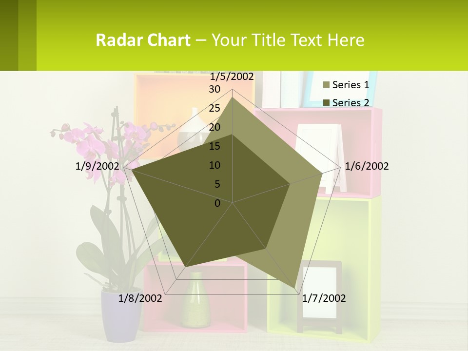 A Colorful Shelf With Flowers And A Vase On Top Of It PowerPoint Template