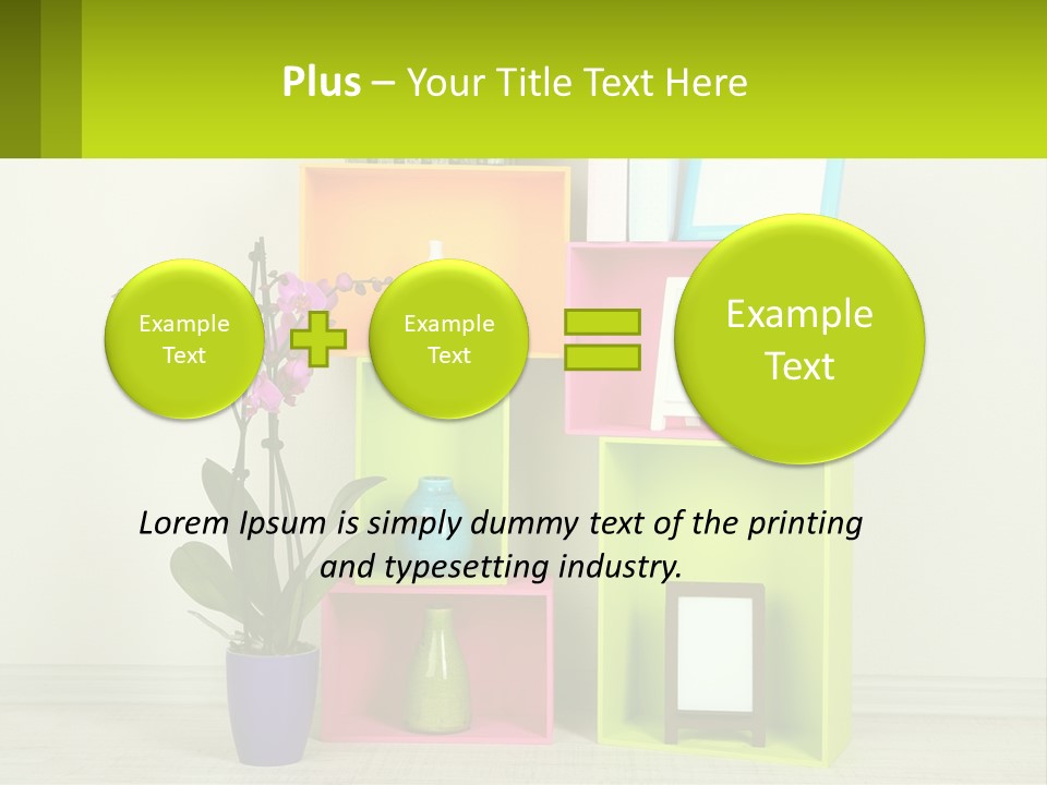 A Colorful Shelf With Flowers And A Vase On Top Of It PowerPoint Template