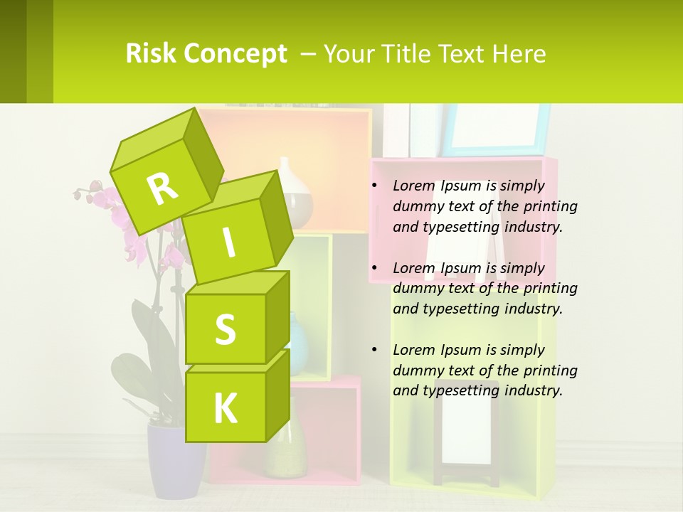 A Colorful Shelf With Flowers And A Vase On Top Of It PowerPoint Template