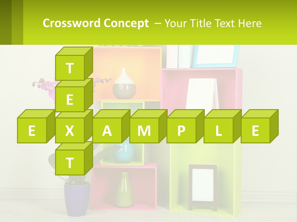 A Colorful Shelf With Flowers And A Vase On Top Of It PowerPoint Template