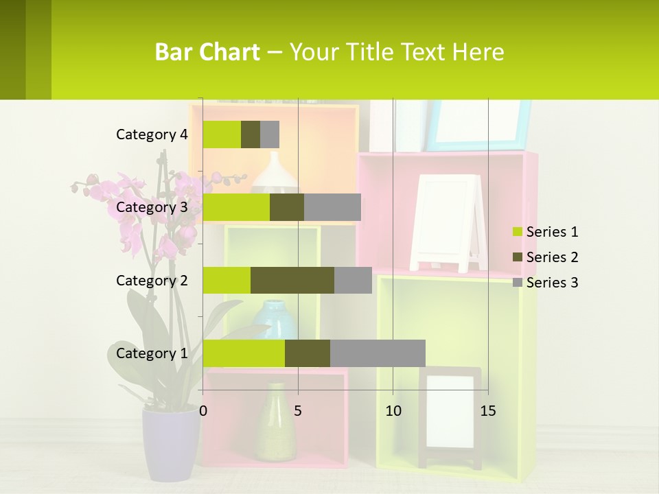 A Colorful Shelf With Flowers And A Vase On Top Of It PowerPoint Template