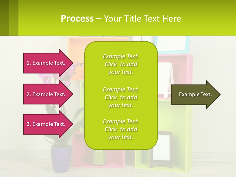 A Colorful Shelf With Flowers And A Vase On Top Of It PowerPoint Template