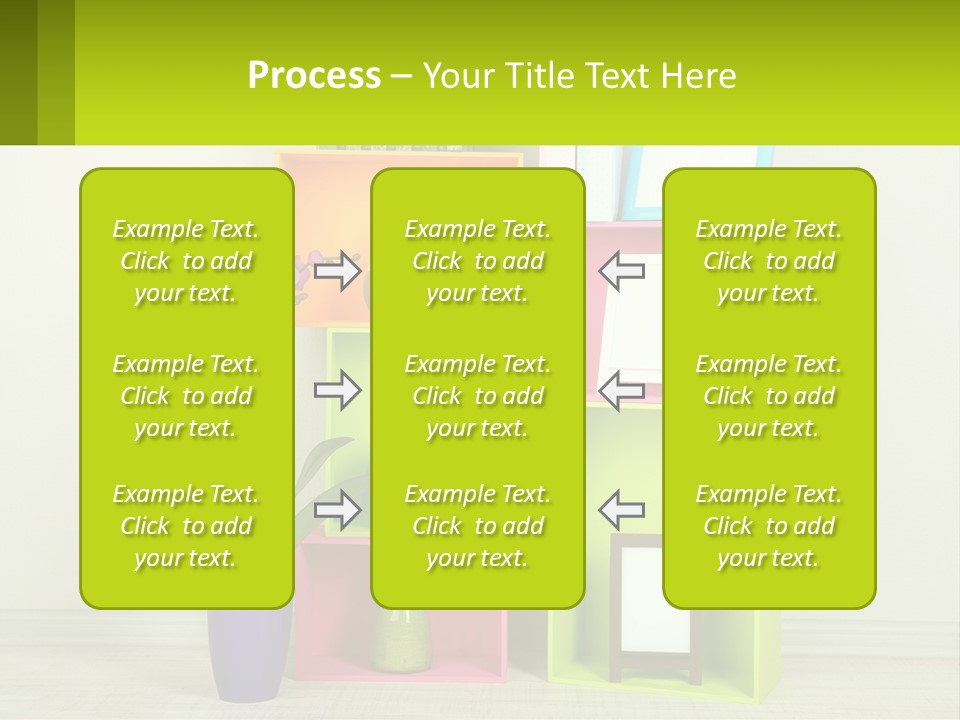 A Colorful Shelf With Flowers And A Vase On Top Of It PowerPoint Template