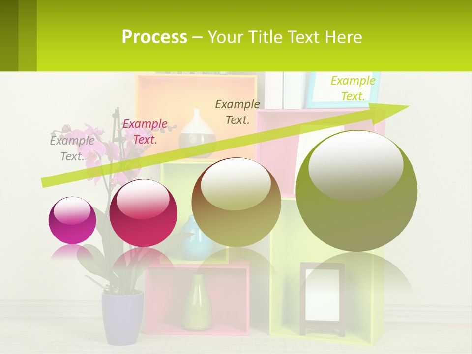A Colorful Shelf With Flowers And A Vase On Top Of It PowerPoint Template