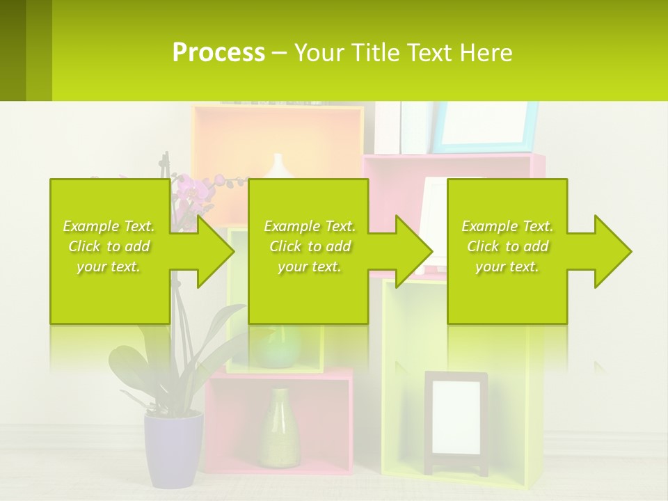 A Colorful Shelf With Flowers And A Vase On Top Of It PowerPoint Template