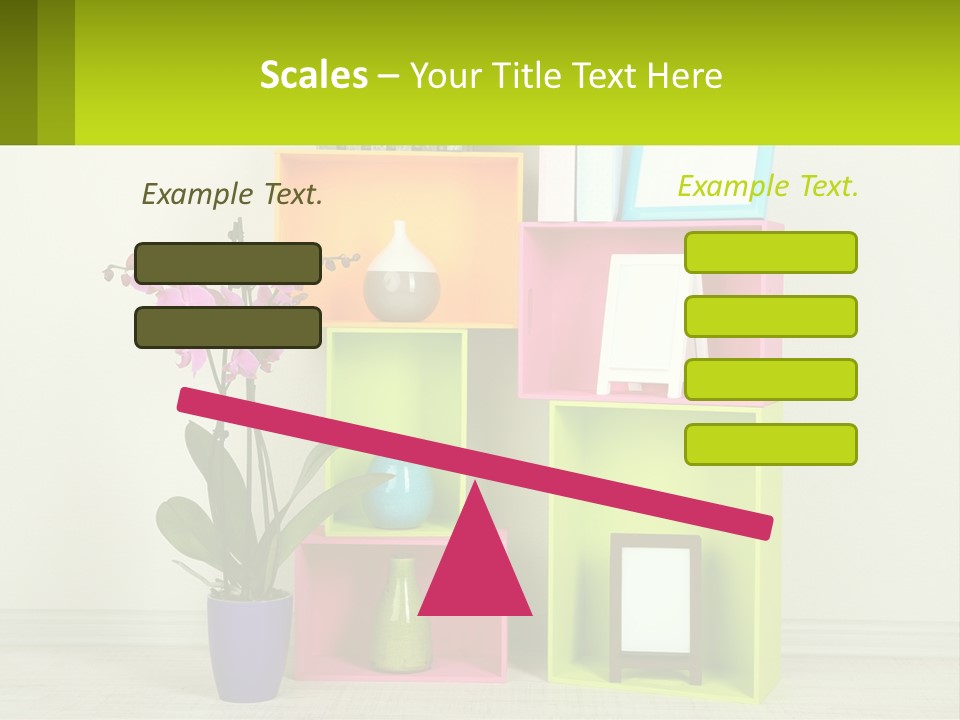A Colorful Shelf With Flowers And A Vase On Top Of It PowerPoint Template