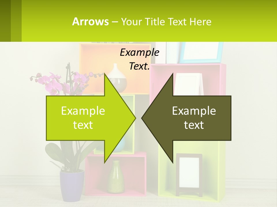 A Colorful Shelf With Flowers And A Vase On Top Of It PowerPoint Template