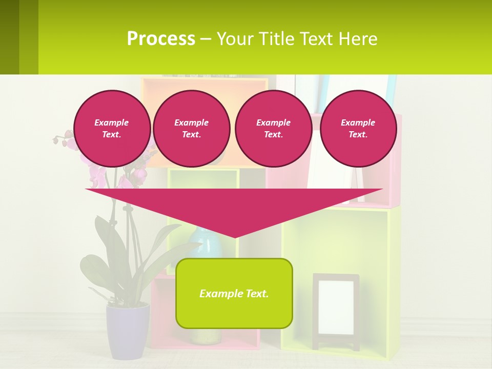 A Colorful Shelf With Flowers And A Vase On Top Of It PowerPoint Template