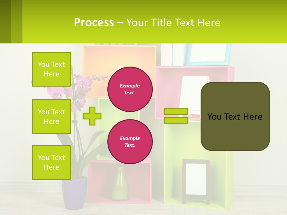 A Colorful Shelf With Flowers And A Vase On Top Of It PowerPoint Template